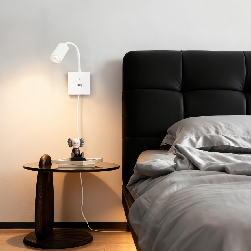 Immax NEO 08296L - Nástěnná lampa s USB PUNTO 1xGU10/9W/230V bílá