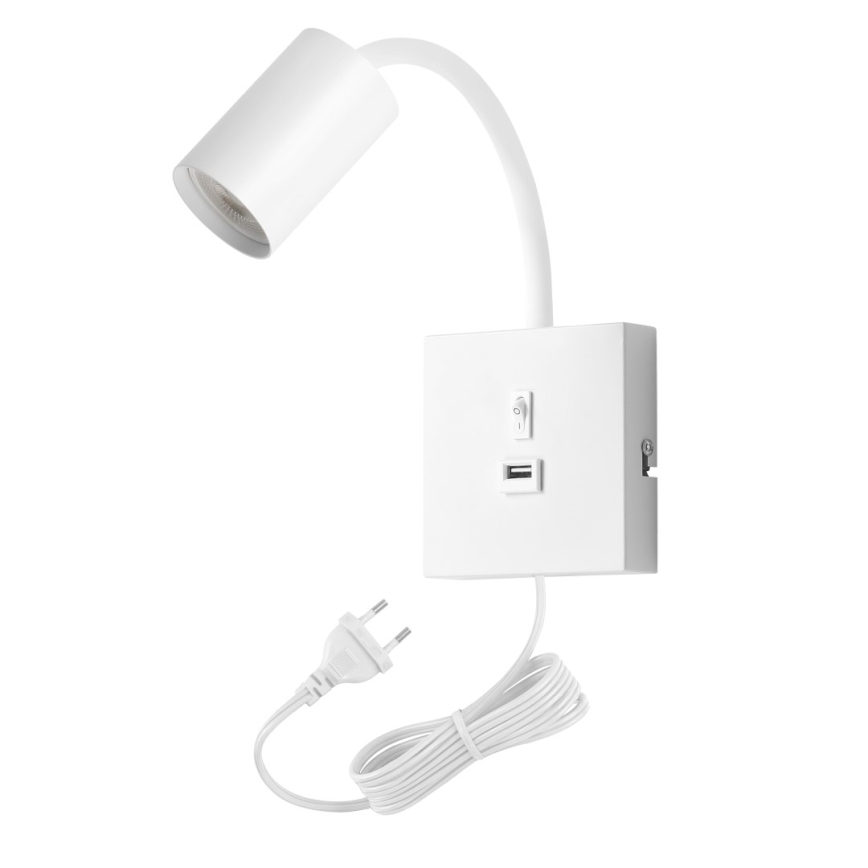 Immax NEO 08296L - Nástěnná lampa s USB PUNTO 1xGU10/9W/230V bílá