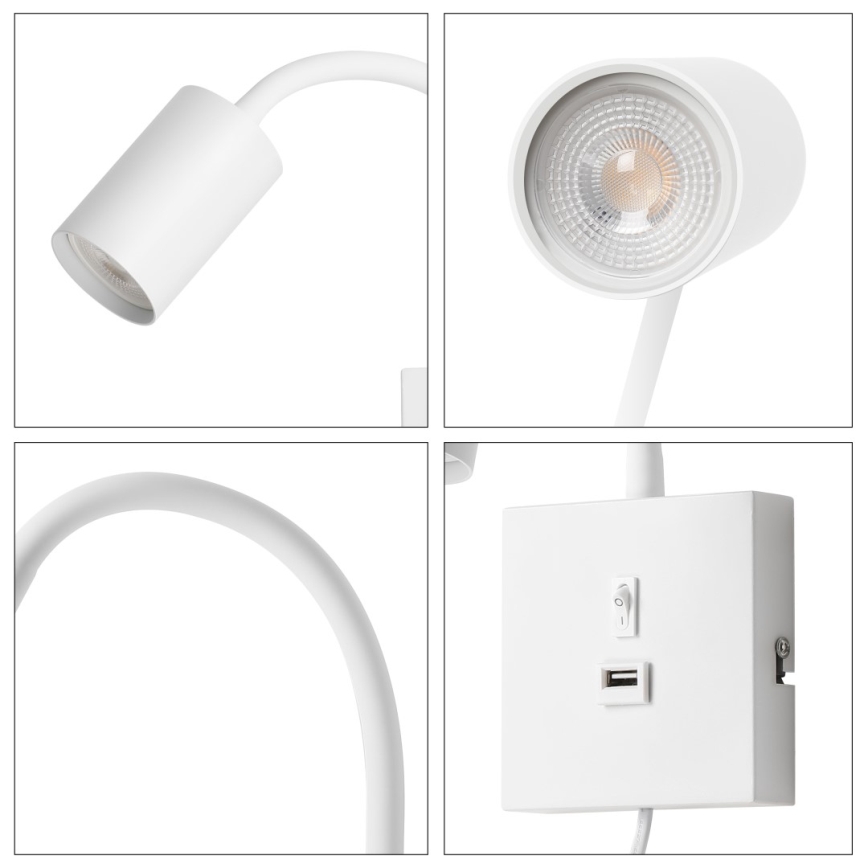 Immax NEO 08296L - Nástěnná lampa s USB PUNTO 1xGU10/9W/230V bílá