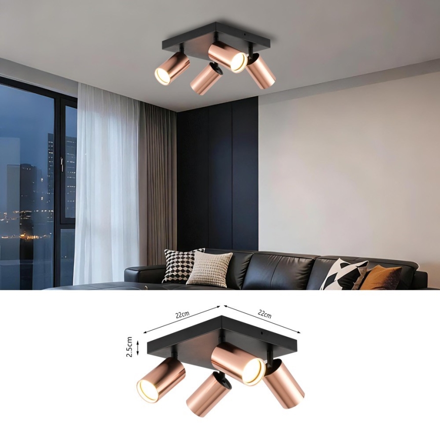 Immax NEO 08304L - Bodové svítidlo PUNTO 4xGU10/9W/230V rose gold