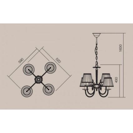 Incanti 02-657 - Lustr na řetězu ILARIA 4xE14/28W/230V