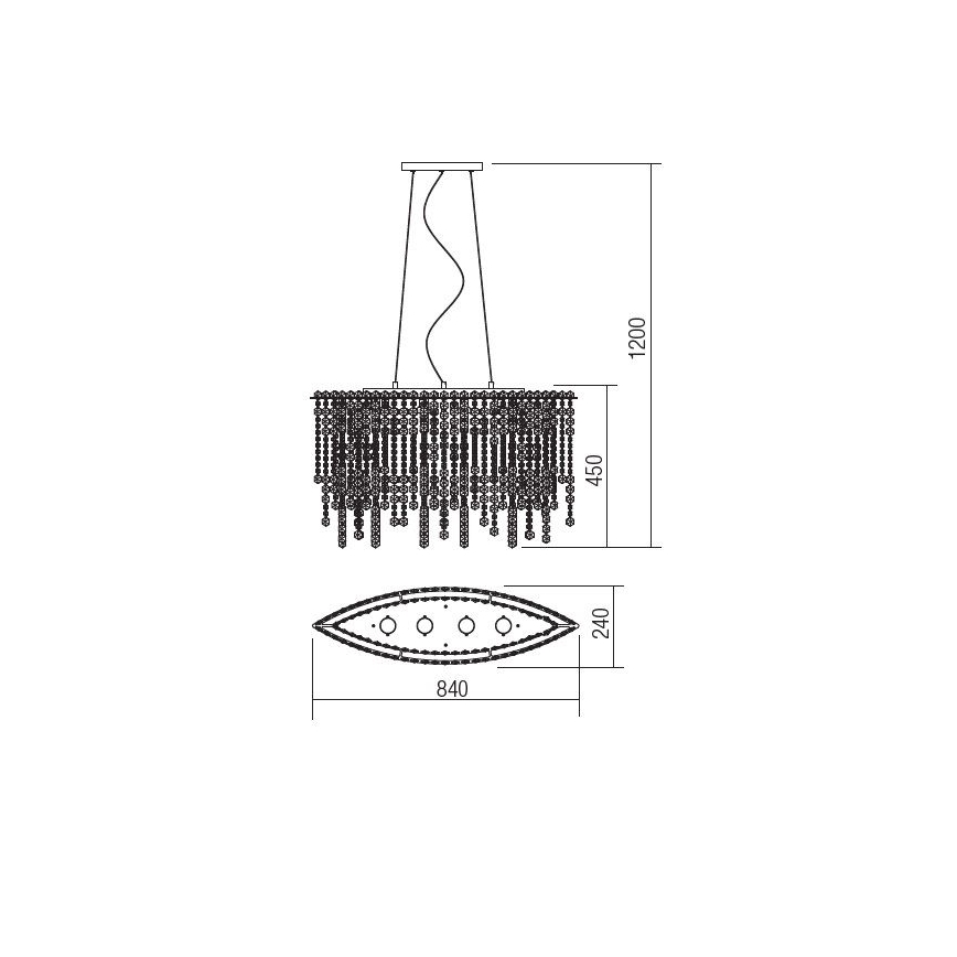 Incanti ITV POV4 10 60 - Křišťálový lustr na lanku TREVI 4xGU10/50W/230V