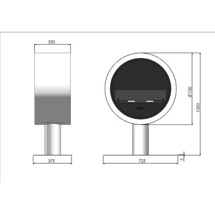 InFire - BIO krb pr. 70 cm 3kW černá