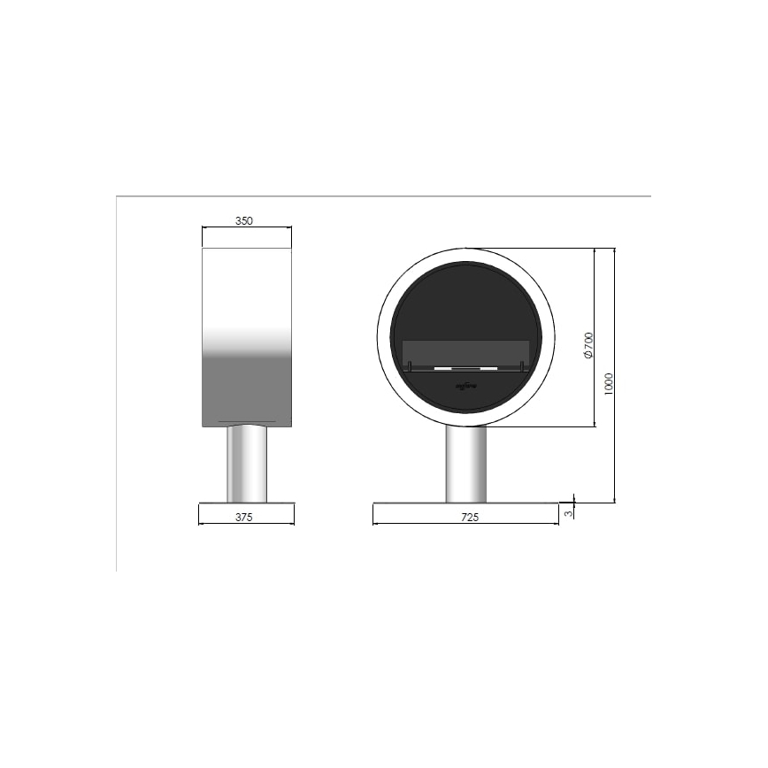 InFire - BIO krb pr. 72,5 cm 3kW bílá