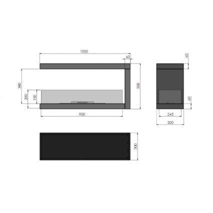 InFire - Rohový BIO krb 100x50 cm 3kW oboustranný