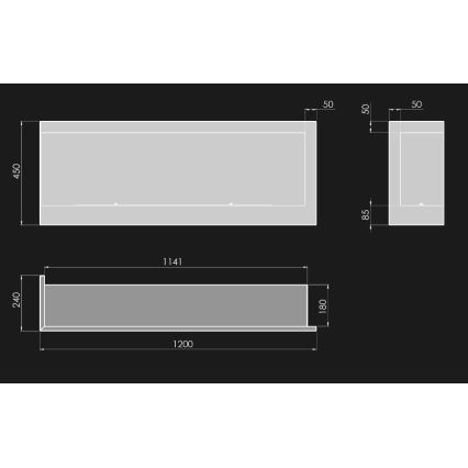 InFire - Rohový BIO krb 45x120 cm 3kW černá