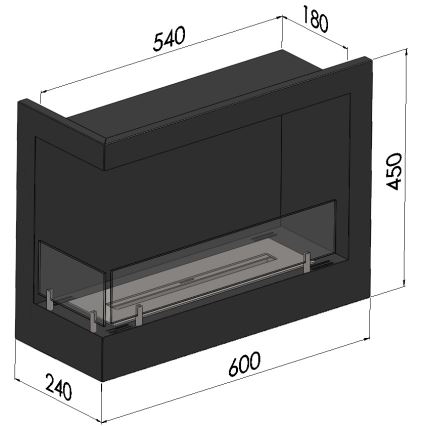 InFire - Rohový BIO krb 45x60 cm 3kW černá