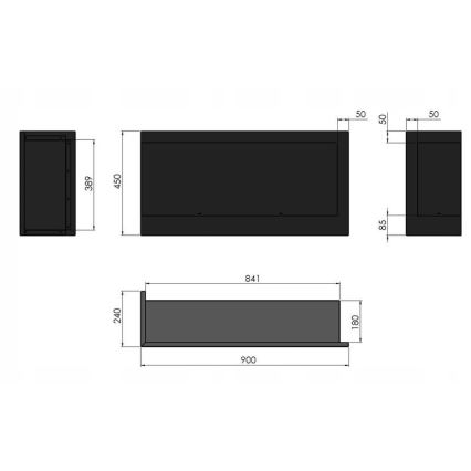 InFire - Rohový BIO krb 45x90 cm 3kW černá