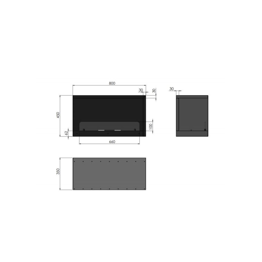 InFire - Rohový BIO krb 80x45 cm 3kW černá