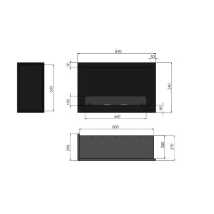 InFire - Rohový BIO krb 84x54 cm 3kW černá