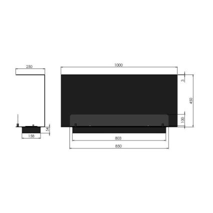 InFire - Vestavěný BIO krb 100x45 cm 3kW černá