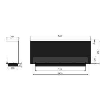 InFire - Vestavěný BIO krb 120x45 cm 3kW černá