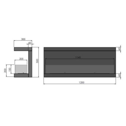 InFire - Vestavěný BIO krb 120x50 cm 5kW černá