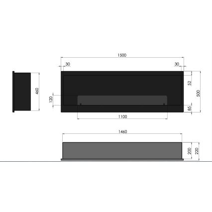 InFire - Vestavěný BIO krb 150x50 cm 4,2kW černá