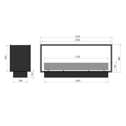 InFire - Vestavěný BIO krb 48,5x123,5 cm 6kW černá