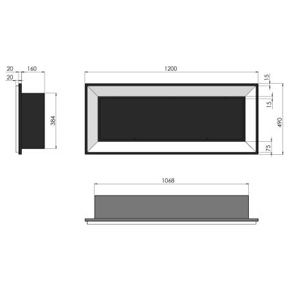 InFire - Vestavěný BIO krb 49x120 cm 3kW černá