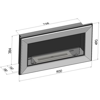 InFire - Vestavěný BIO krb 49x90 cm 3kW černá