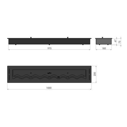 InFire - Vestavěný BIO krb 7,5x100 cm 6kW černá