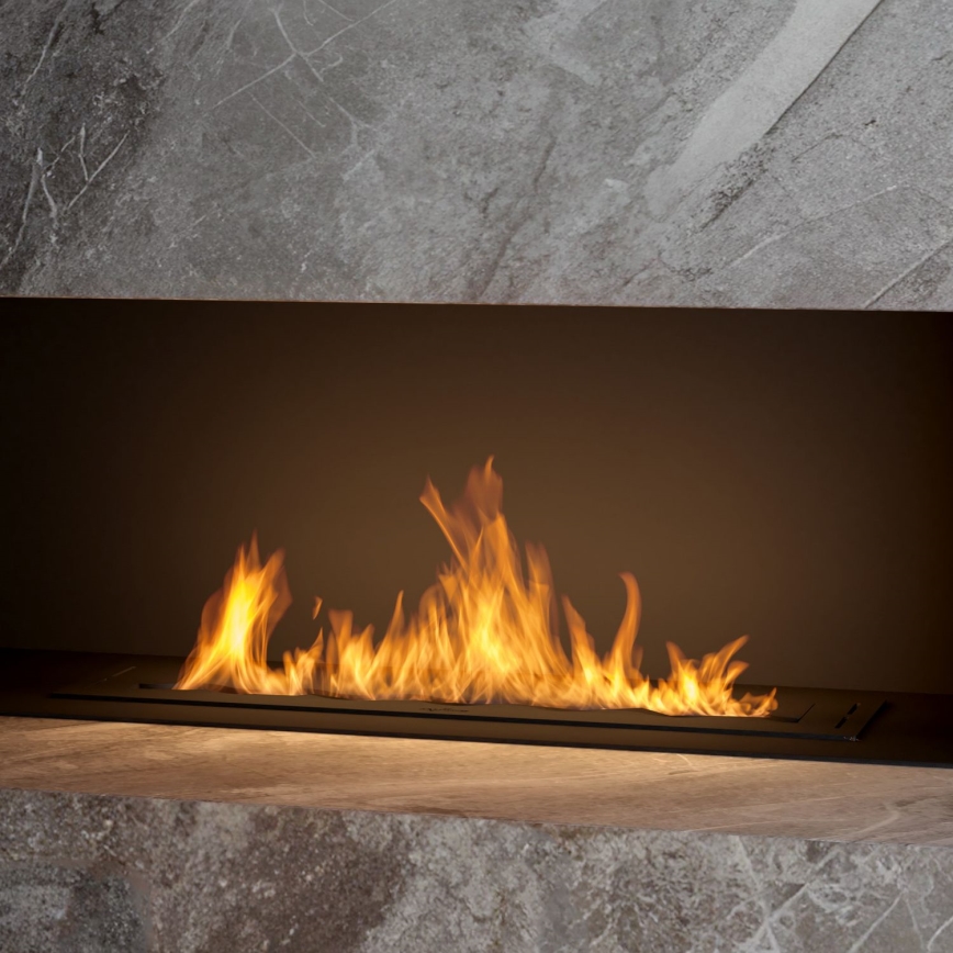 InFire - Vestavěný BIO krb 7,5x80 cm 6kW černá