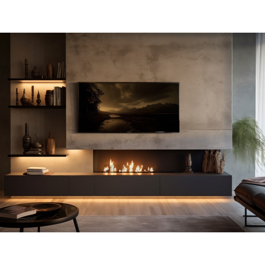 InFire - Vestavěný BIO krb 8,5x100 cm 6kW černá