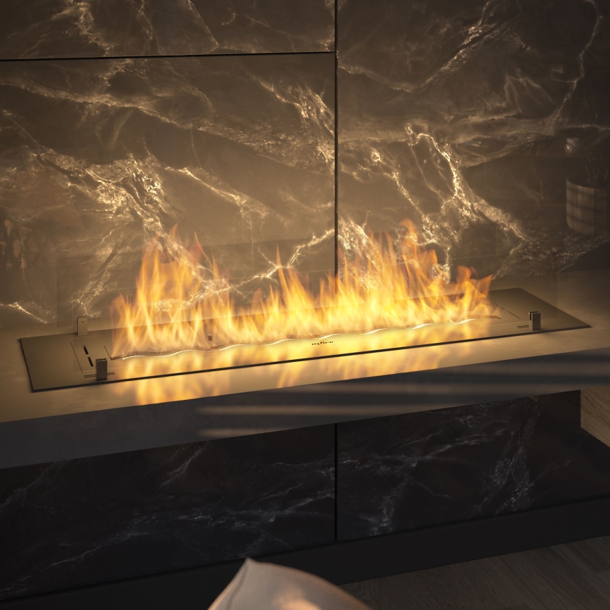 InFire - Vestavěný BIO krb 8,5x120 cm 6kW černá