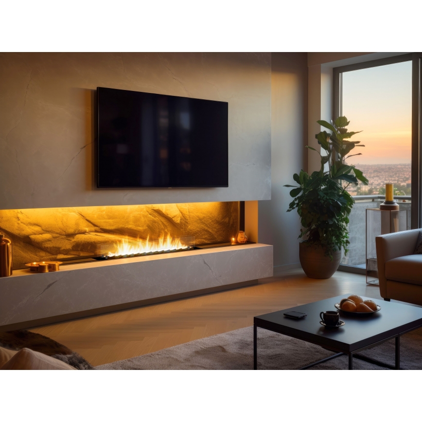 InFire - Vestavěný BIO krb 8,5x120 cm 6kW černá
