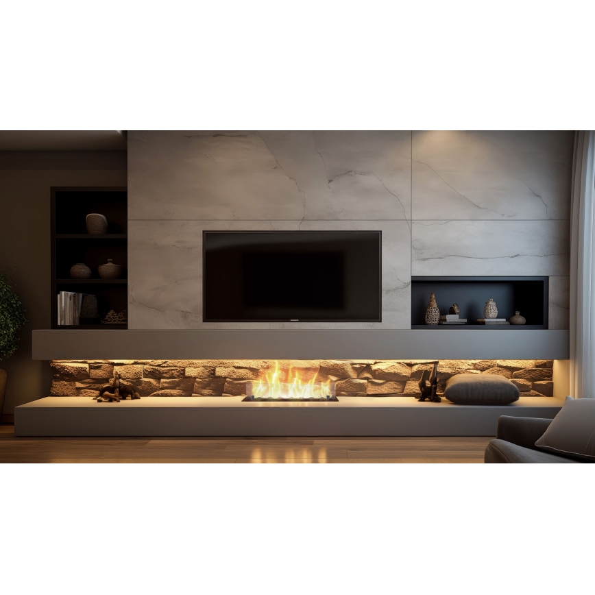InFire - Vestavěný BIO krb 8,5x60 cm 3,5kW černá