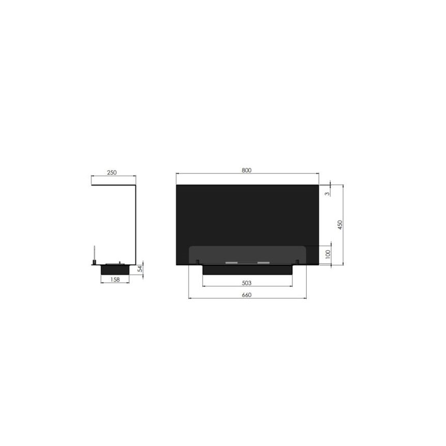 InFire - Vestavěný BIO krb 80x45 cm 3kW černá