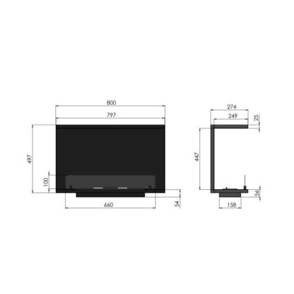 InFire - Vestavěný BIO krb 80x45 cm 3kW černá