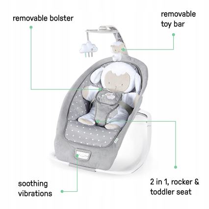 Ingenuity - Dětské houpátko s melodií CUDDLE LAMB 3xLR14