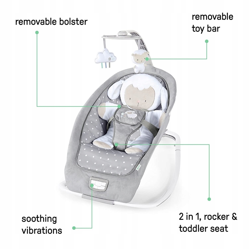 Ingenuity - Dětské houpátko s melodií CUDDLE LAMB 3xLR14