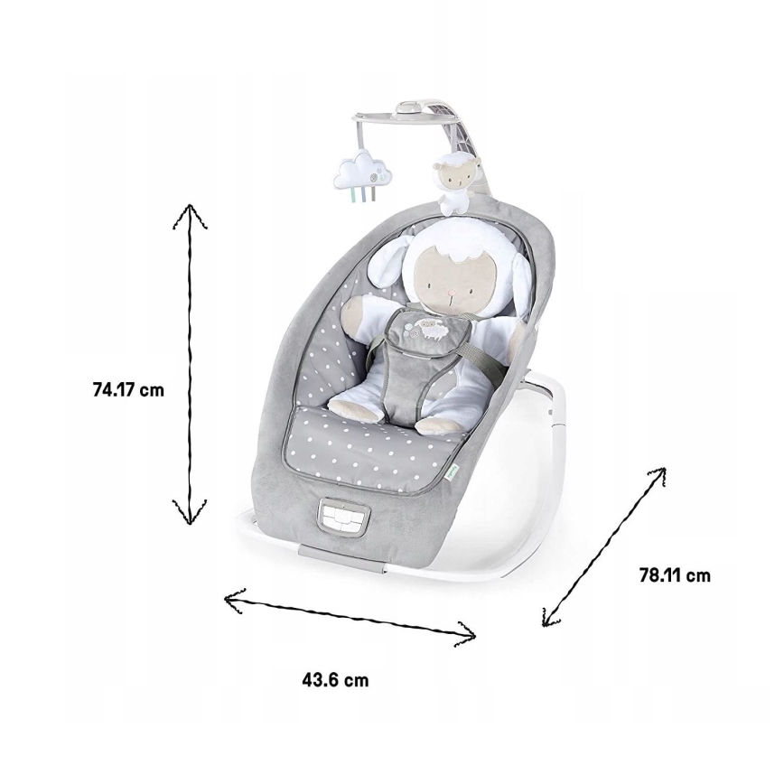 Ingenuity - Dětské houpátko s melodií CUDDLE LAMB 3xLR14