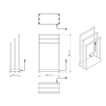 Instal Projekt - Elektrický sušák MOBE 105W 90x50 cm černá