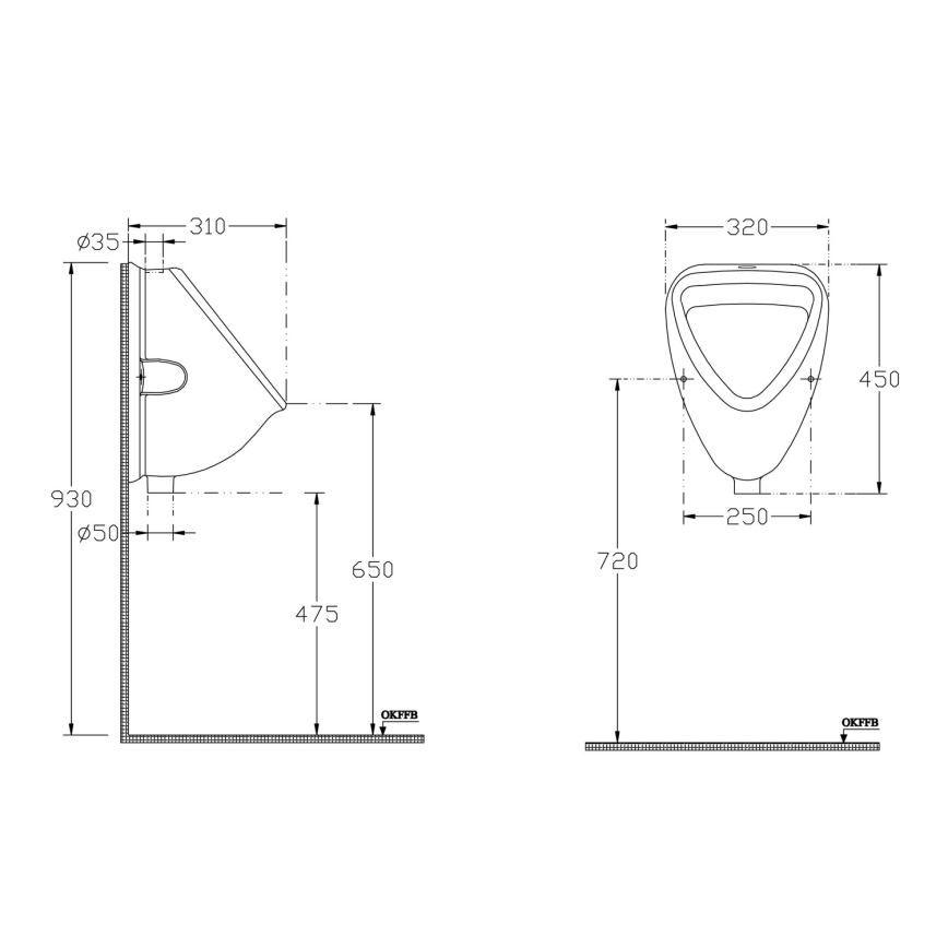 Isvea - Pisoár horní přívod, keramika/bílá