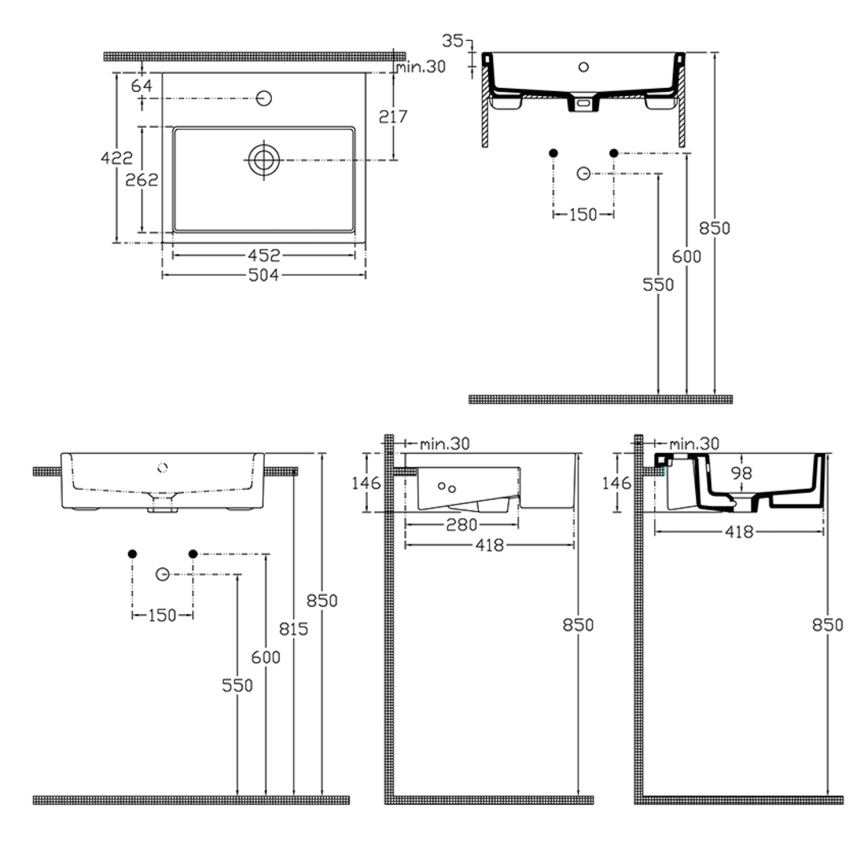 Isvea - Polozápustné umyvadlo PURITY 50x42 cm keramika/bílá