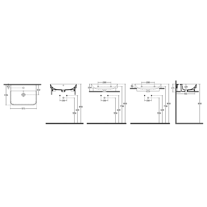 Isvea - Umyvadlo na desku SOTT AQUA 57x44 cm keramika/bílá