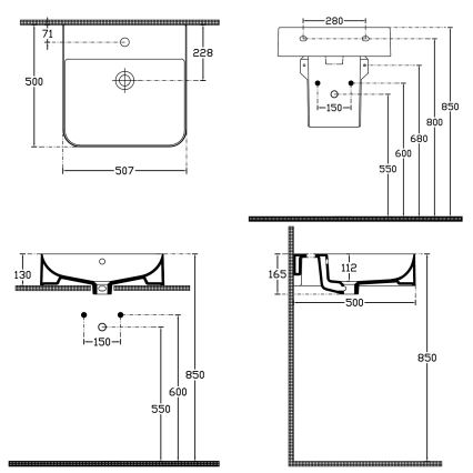 Isvea - Umyvadlo na desku/závěsné SOTT AQUA 50x50 cm keramika/bílá