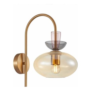 ITALUX - Nástěnná lampa FANDA 1xE27/40W/230V zlatá/kouřová béžová