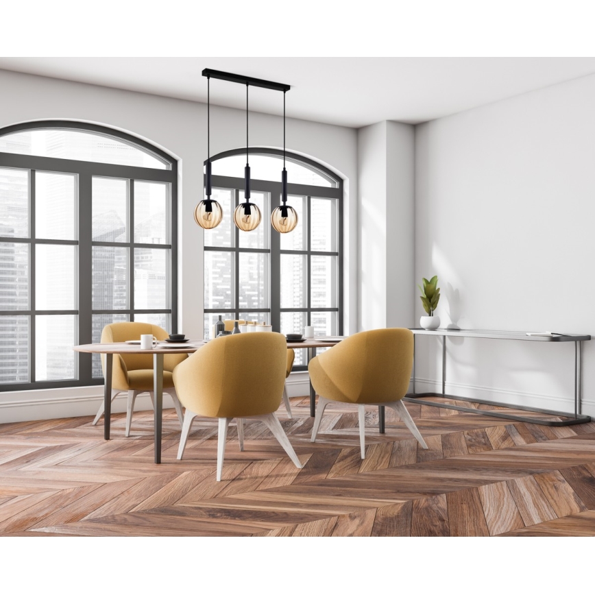 ITALUX - Lustr na lanku RAVENA 3xE27/10W/230V černá