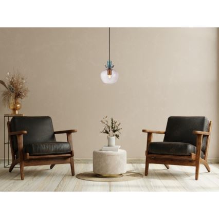 ITALUX - Lustr na lanku FANDA 1xE27/40W/230V zlatá/kouřová šedá