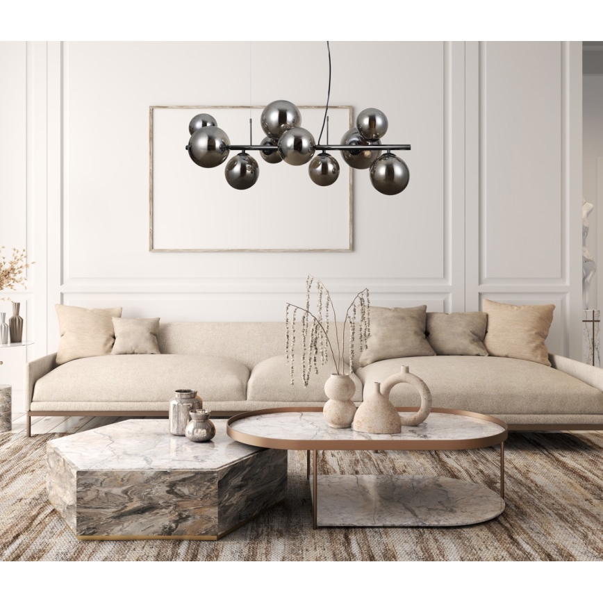 ITALUX - Lustr na lanku CANELLO 10xG9/5W/230V černá