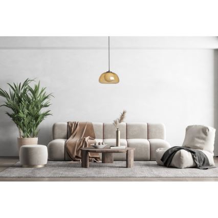 ITALUX - Lustr na lanku AINALE 1xG9/7W/230V černá/kouřová hnědá