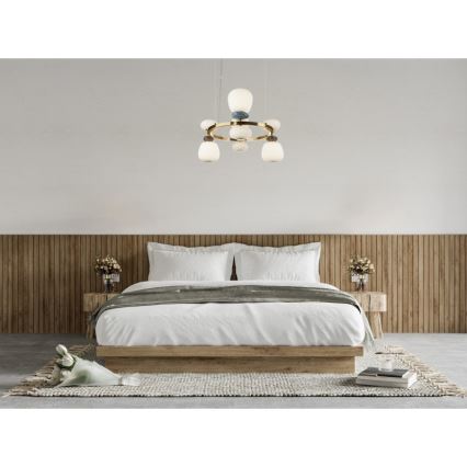 ITALUX - LED Lustr na lanku EVANS LED/33W/230V 3000K zlatá/modrá/hnědá