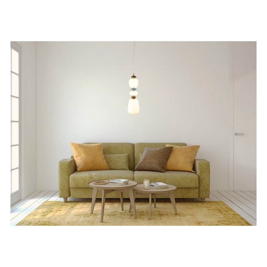 ITALUX - LED Lustr na lanku EVANS LED/19W/230V 3000K zlatá/modrá/hnědá