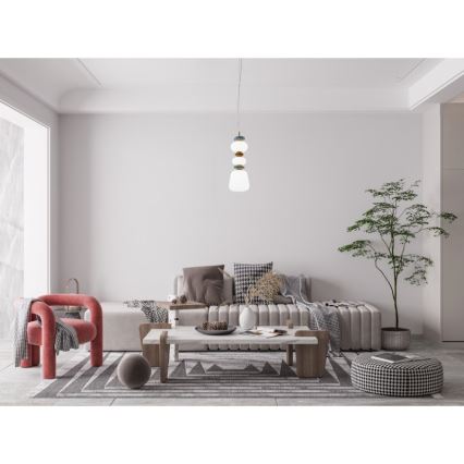 ITALUX - LED Lustr na lanku EVANS LED/15W/230V 3000K zlatá/modrá