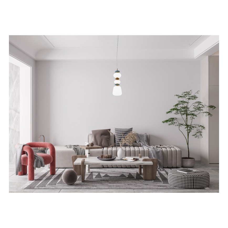 ITALUX - LED Lustr na lanku EVANS LED/15W/230V 3000K zlatá/modrá