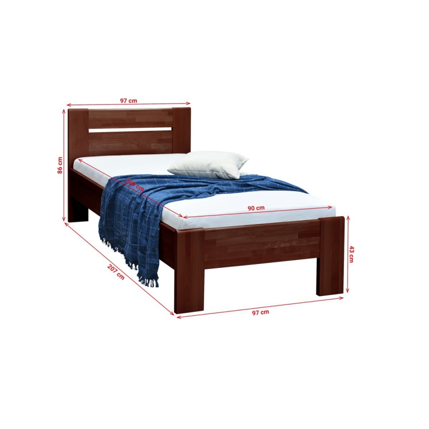 Jednolůžková postel AMBER 90x200 cm ořech tmavý