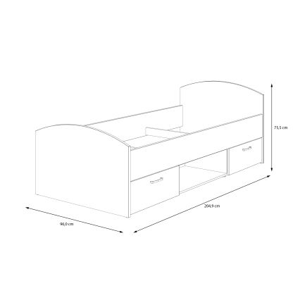 Jednolůžková postel s úložným prostorem URO 90x200 cm dub artisan/bílá