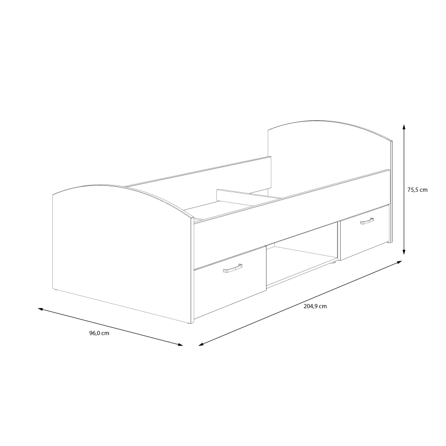 Jednolůžková postel s úložným prostorem URO 90x200 cm dub artisan/bílá