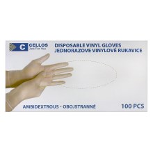 Jednorázové vinylové rukavice - 100 ks velikost L bílá